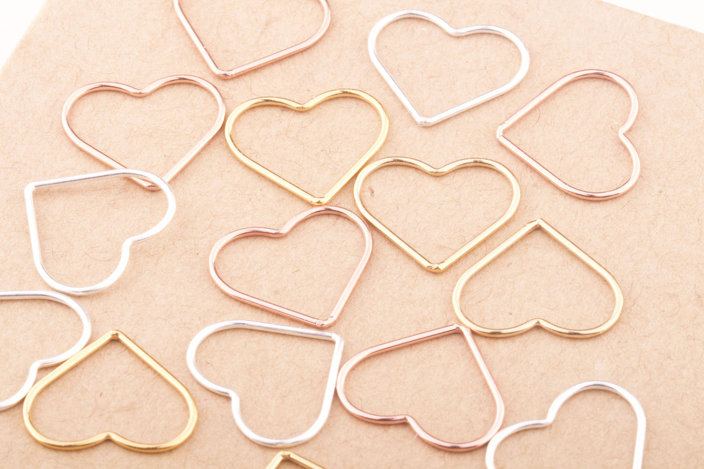 Set of 5 - Large Heart Connectors in Gold Filled, Sterling Silver, Rose Gold Filled, Great for  Permanent Jewelry Supplies, Bracelet