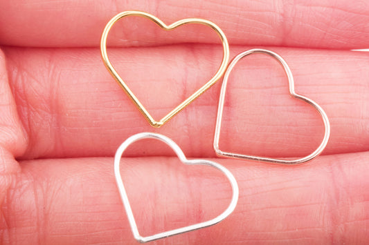 Set of 5 - Large Heart Connectors in Gold Filled, Sterling Silver, Rose Gold Filled, Great for  Permanent Jewelry Supplies, Bracelet