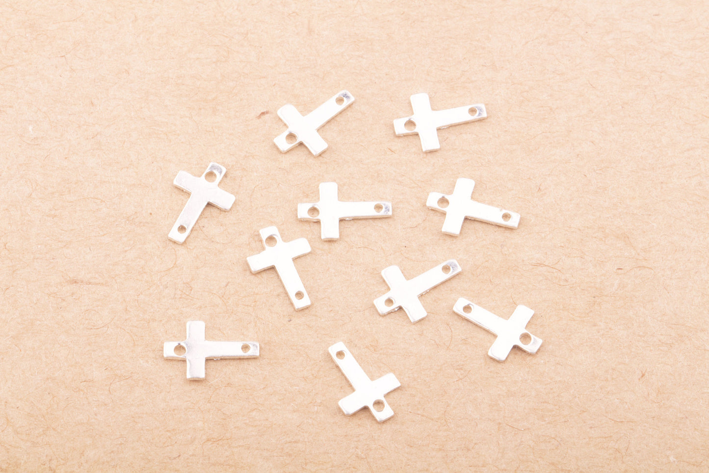 10 pieces - 9mm x 6mm 24 Gauge Tiny Cross Stamping Connector, For Permanent Jewelry, Permanent Bracelet, Permanent Anklet, Cross Connector