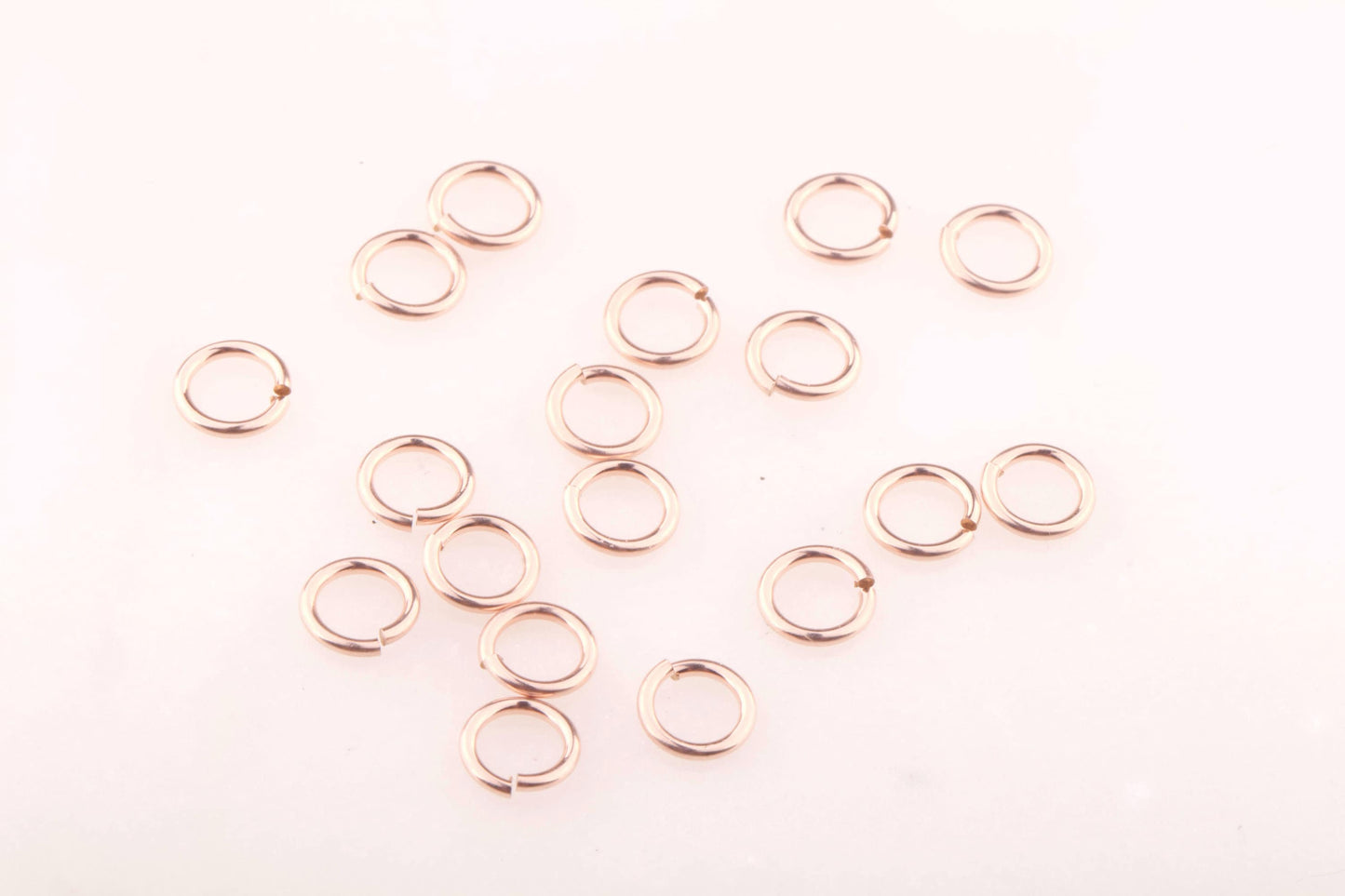 5mm 20.5 Gauge Open Jump Rings in Rose Gold Filled, For Permanent Jewelry Chain, Wholesale Permanent Chains, USA made, Set of 50, 100 Pieces