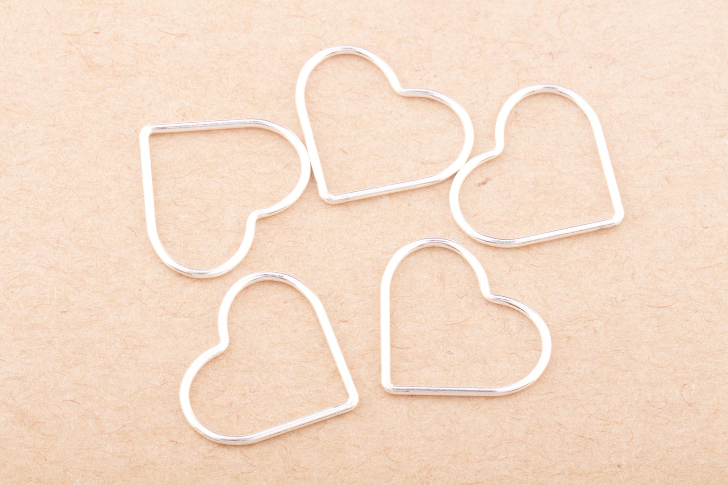 Set of 5 - Large Heart Connectors in Gold Filled, Sterling Silver, Rose Gold Filled, Great for  Permanent Jewelry Supplies, Bracelet