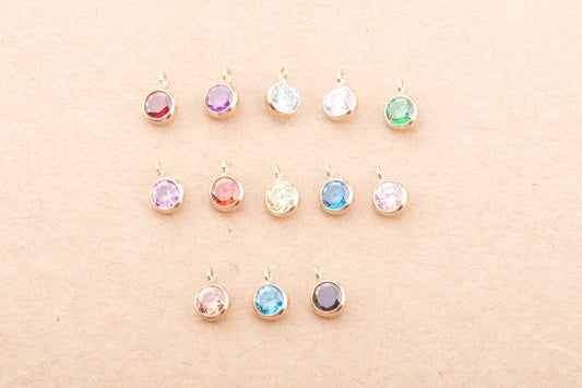 4mm - 14K Gold Filled Birthstone 90 Degree Loop Drop Charms, AAA Top Quality Cubic Zirconia Bezel Charm, Permanent Jewelry Supply,