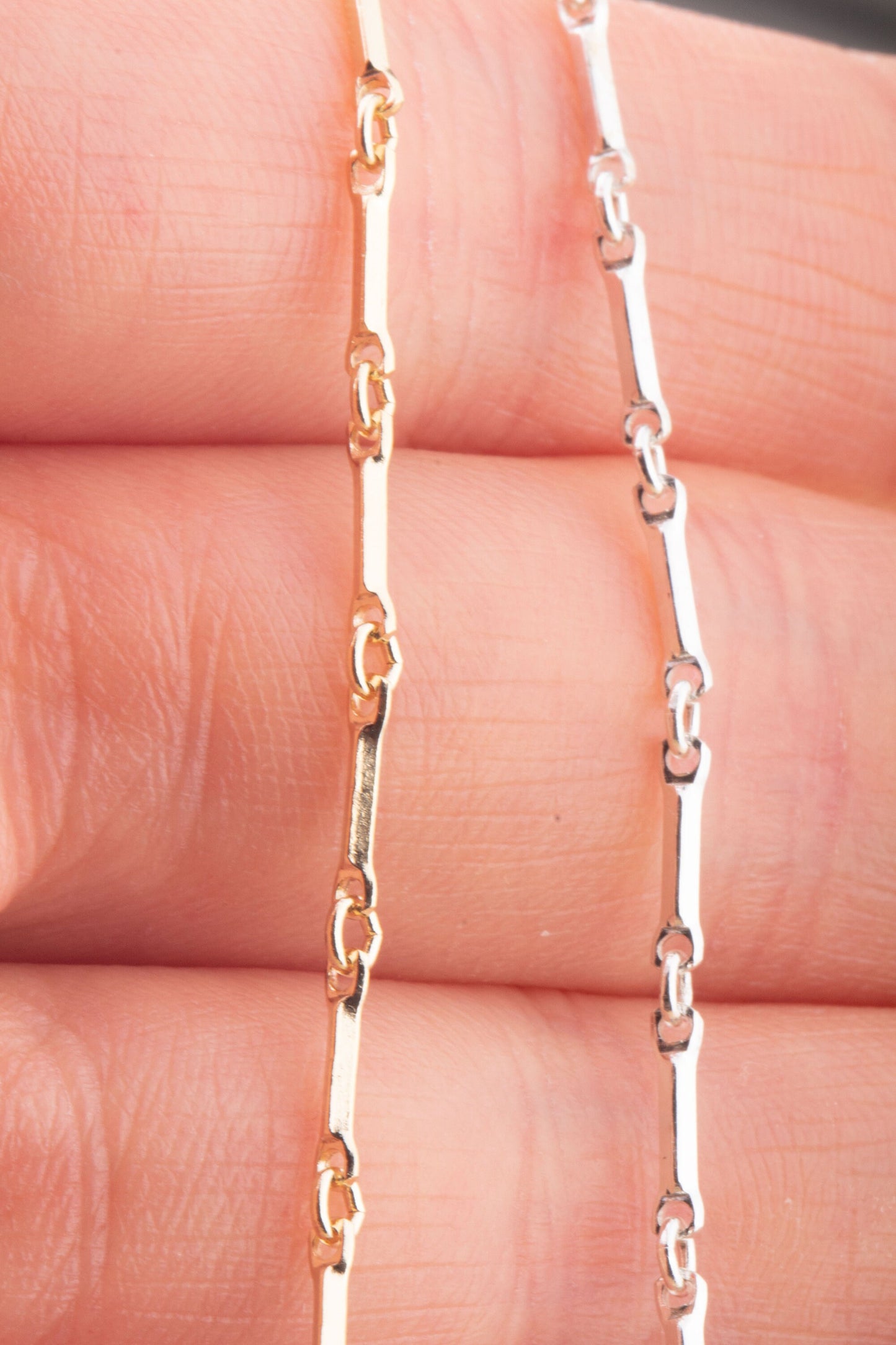 Tiny Straight Bar and Link Chain by Foot in Sterling Silver, Gold Filled, Great for Permanent Jewelry, Permanent Bracelet, Add Charms