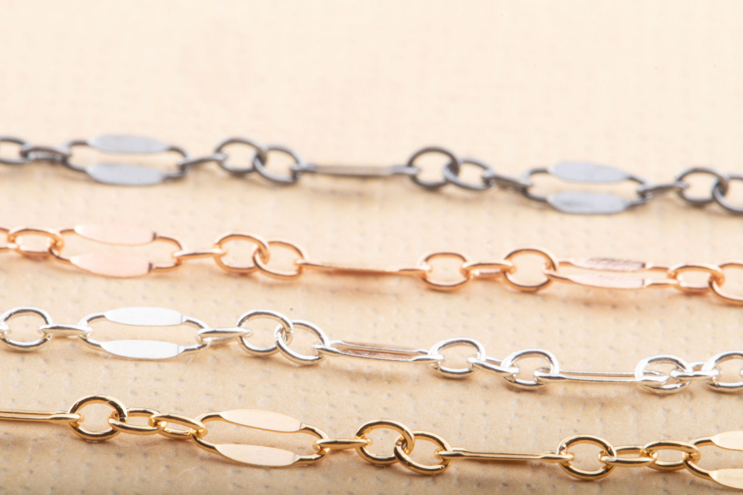 2.5mm x 1mm Lace Chain by Foot in Sterling Silver, Oxidized Silver, Gold Filled, Rose Gold Filled, Great for Permanent Jewelry, Bracelets