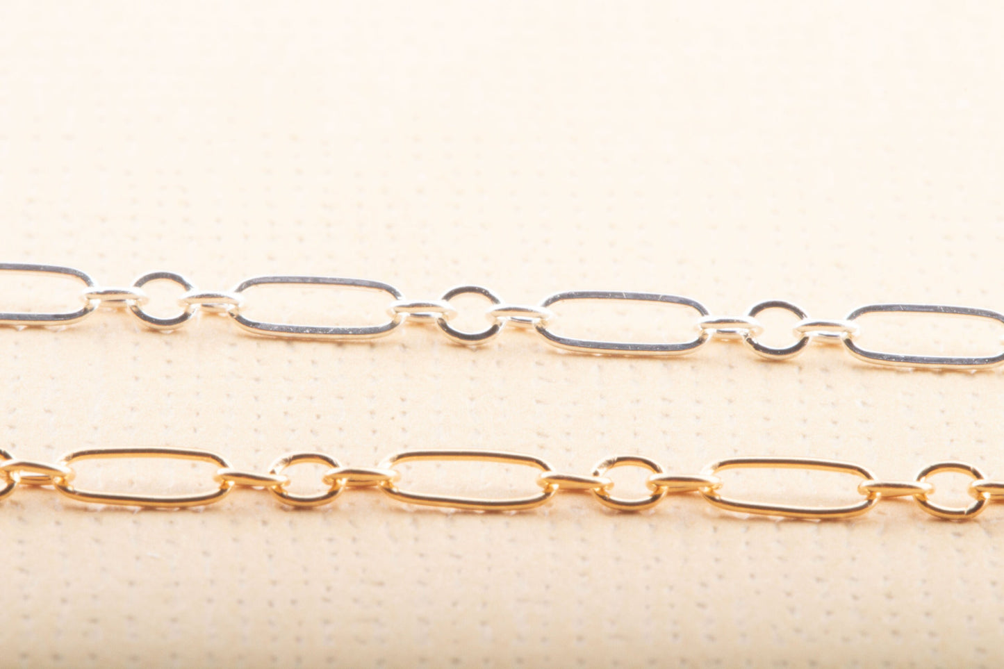 5mm x 2mm Flat Long and Short Chain by Foot in Sterling Silver, Gold Filled, Great for Permanent Jewelry, Bracelets, Bulk Chain Supplies