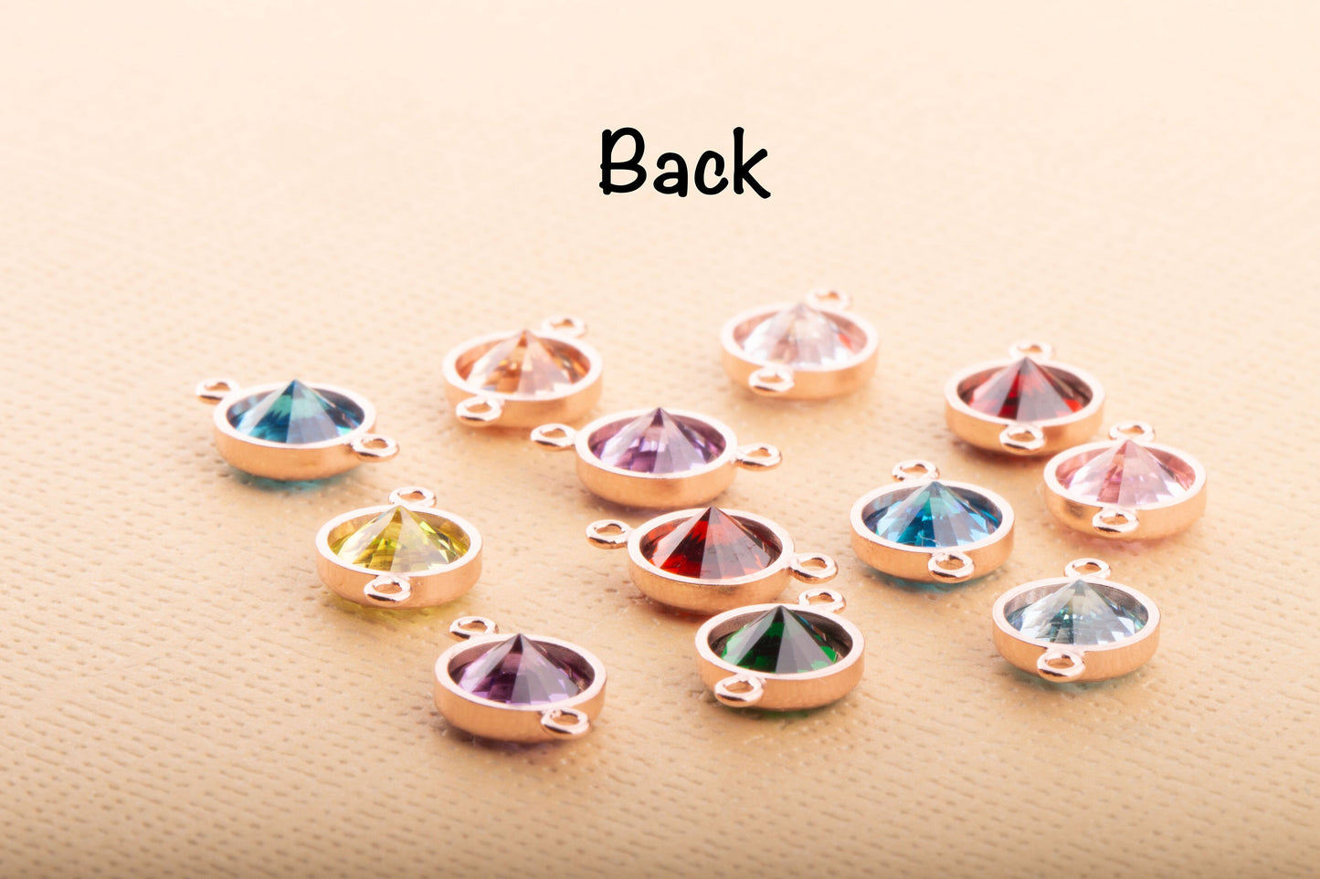 6mm - 14K Rose Gold Filled Birthstone Connectors,Top Quality Cubic Zirconia Bezel Charm, Permanent Jewelry Supply, CZ Birthstone Connectors