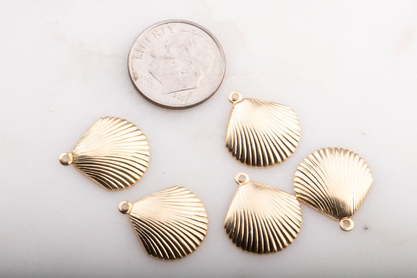 16mm x 14mm Large Seashell Charm in Gold Filled and Sterling Silver, Beach Charms, Seashell Charms, For Necklace, Hollow on Back