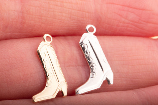 Gold Filled Sterling Silver Small Cowgirl Boot Charm, Cowboy Boot Charm, Western Themed Charms, Country Girl Charms, Cowgirl Boot Pendant